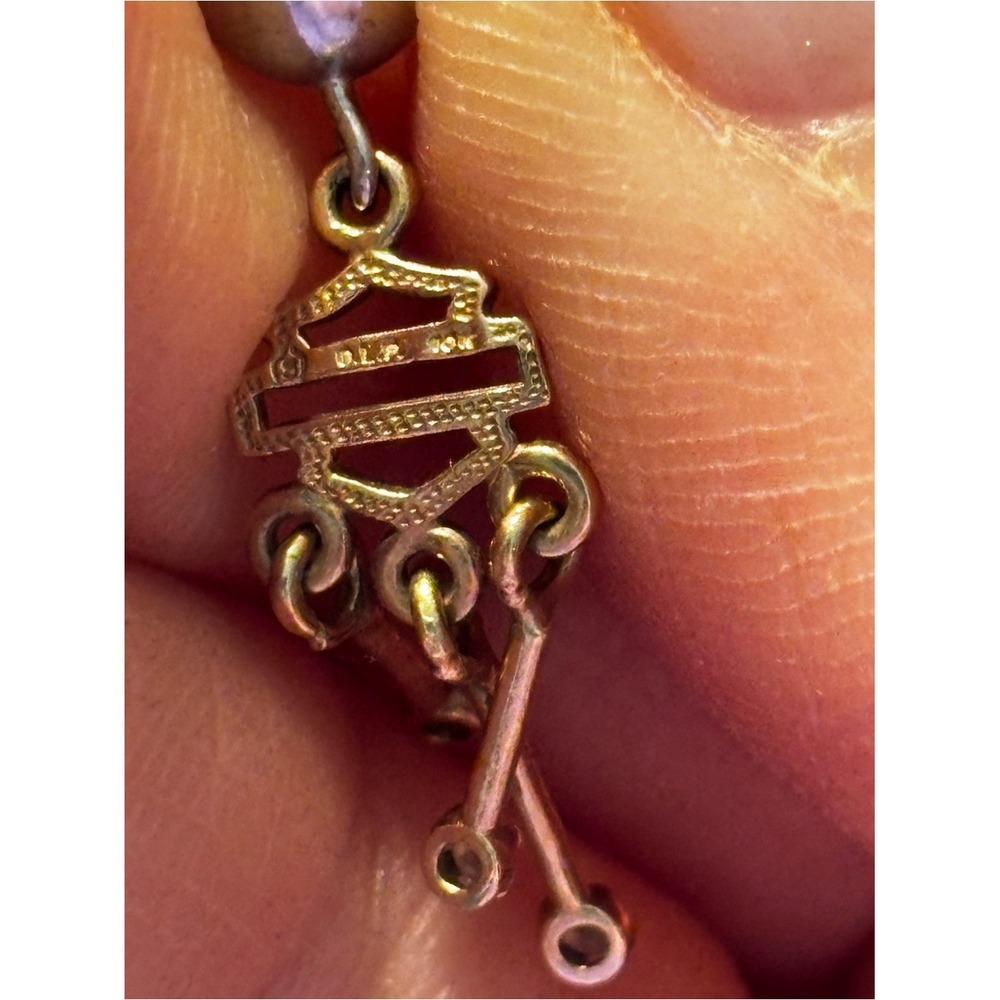 Vintage Harley-Davidson 10K Gold 3-Drop Dangle Belly Button Ring - Picture 3 of 3